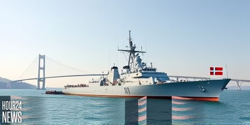 Storebaelt Incident: Danish Frigate F363 Niels Juel Near the Bridge