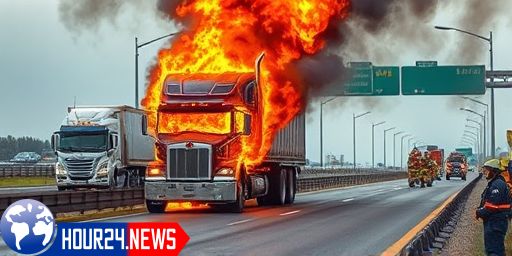 Truck Fire Closes Highway 30 East in Saint-Bruno-de-Montarville