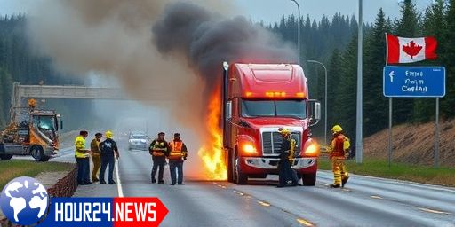 Truck Fire Closes Highway 30 East Near Saint-Bruno-de-Montarville