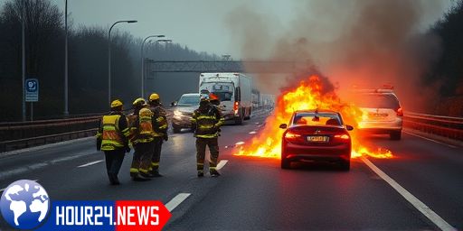 M57 Closed After Car Fire: Emergency Services Respond