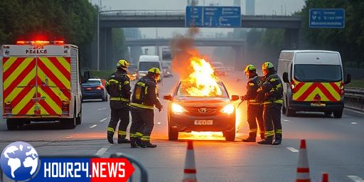 M57 Closed After Car Leaves Motorway and Bursts into Flames