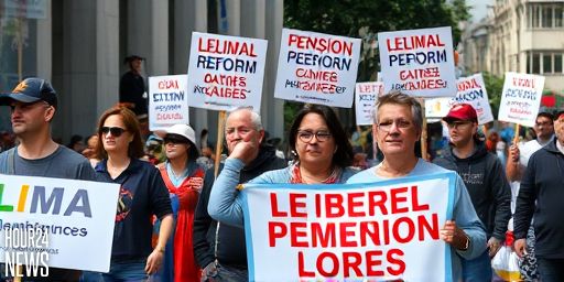 Ciudadanos Marchan Contra Reforma de Pensiones en Lima