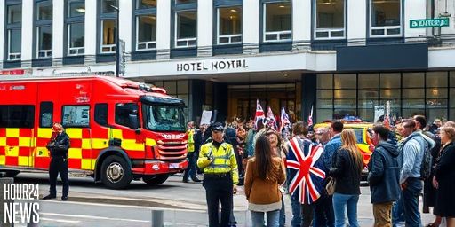 Britannia Hotel live: police and firefighters respond as protesters gather in London