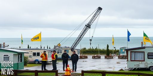 Freak Coastal Storm Smashes Holiday Park as Crane Crashes to Ground