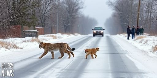 Rare Lynx Family Crossing Road Captured by Armstrong OPP in Northwest Ontario
