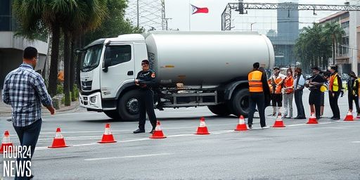 Three Hurt as Glucose Syrup Tanker Overturns on Manila Road